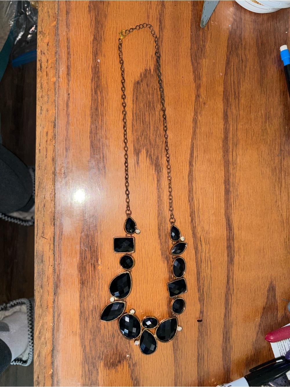 Statement Black Teardrop Pendant Necklace - Unbranded 12 Inch